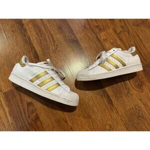 Adidas Originals Superstar Women's White/Gold Fashion Sneakers Size 8 Streetwear